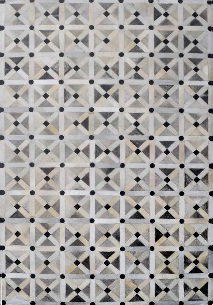 Modern Loom Gray Patterned Leather Rug 5