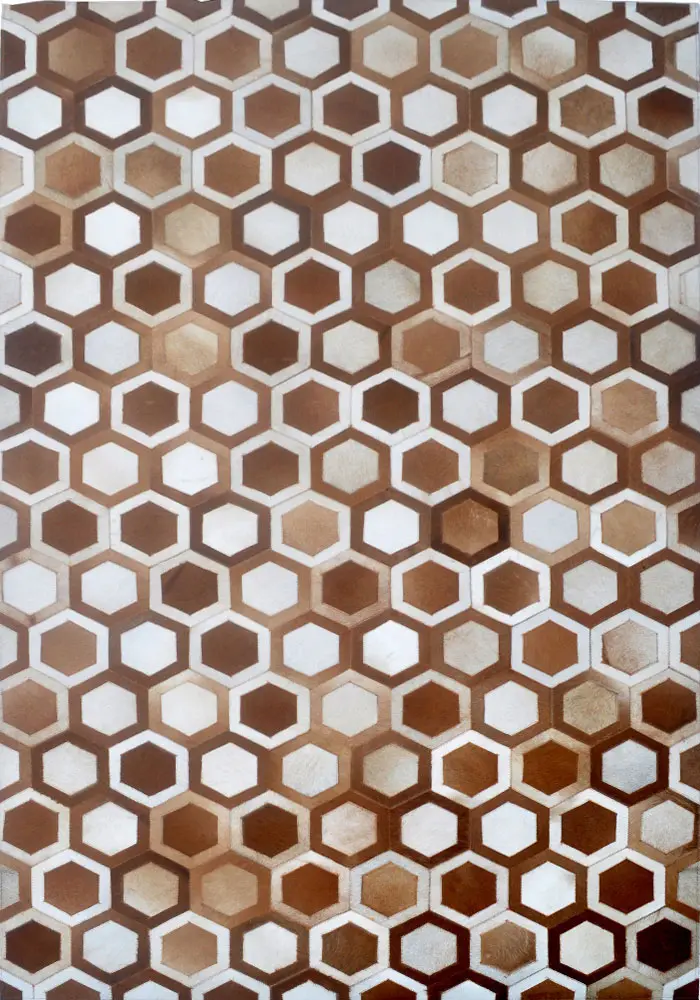 Modern Loom Brown Patterned Leather Rug 5