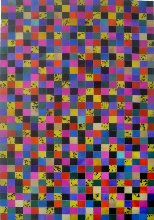 Modern Loom Multi-Colored Patterned Leather Rug 5