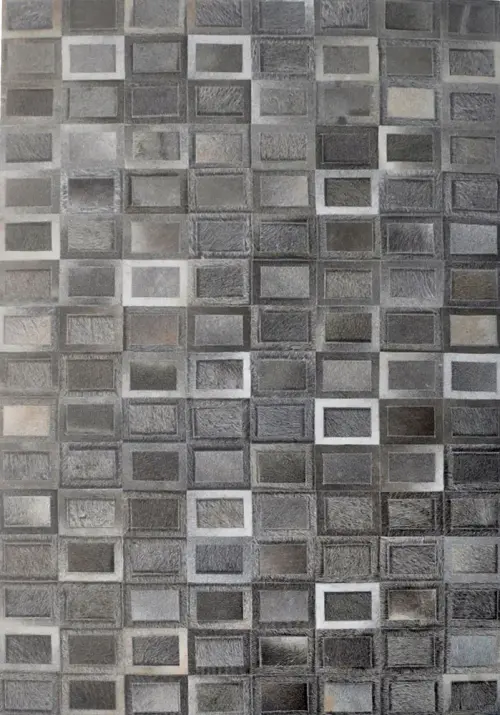 Modern Loom Gray Patterned Leather Rug 6