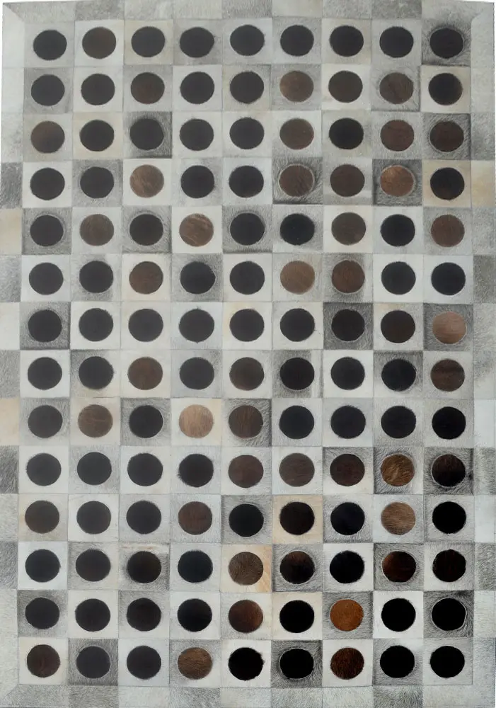 Modern Loom Gray Patterned Leather Rug 7