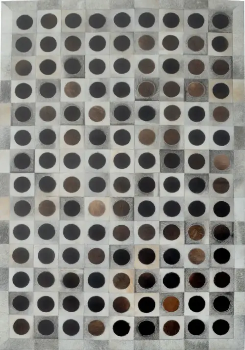 Modern Loom Gray Patterned Leather Rug 7