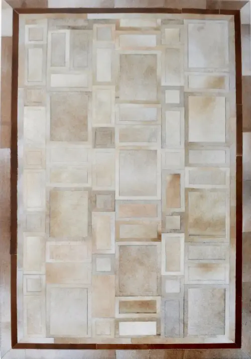Modern Loom Brown Patterned Leather Rug 6