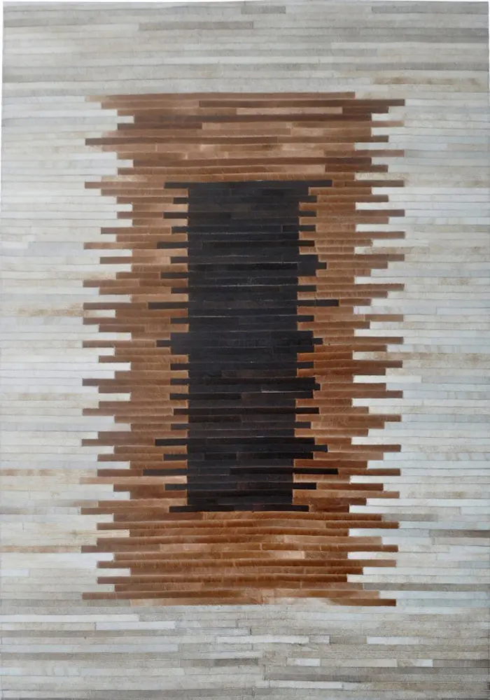 Modern Loom Gray Patterned Leather Rug 10