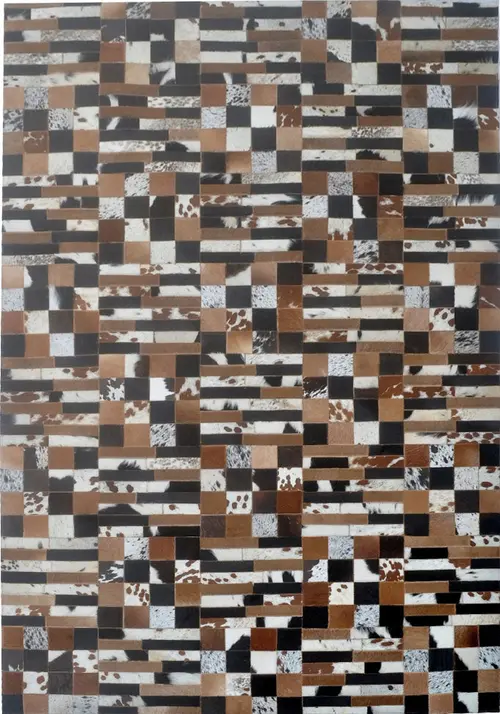 Modern Loom Multi-Colored Patterned Leather Rug 9
