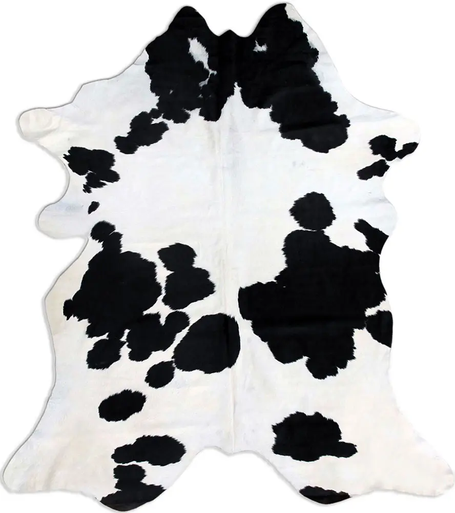 AyubRugs White Patterned Cow Hide Clearance Rug