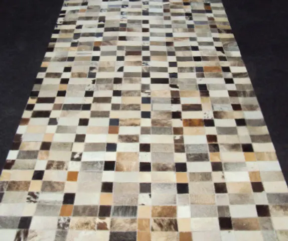 AyubRugs White Patterned Leather Rug