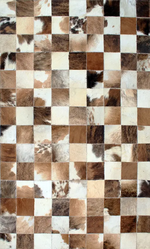 AyubRugs Beige Patterned Leather Rug