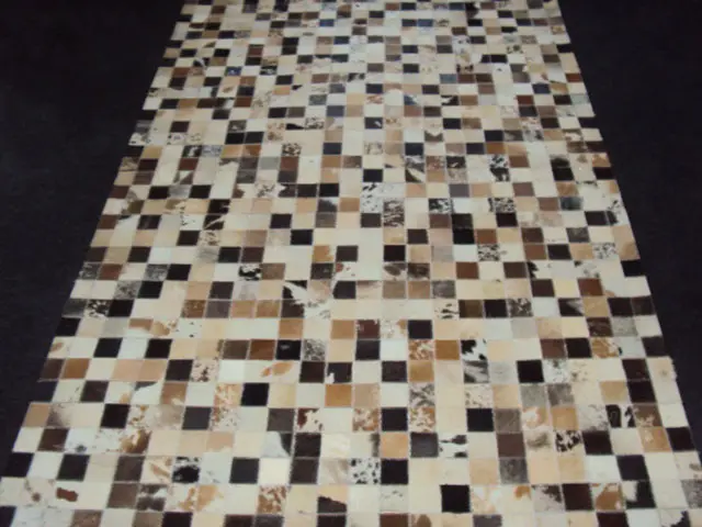 AyubRugs Black Patterned Leather Rug