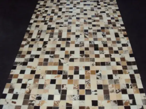 AyubRugs Black Patterned Leather Rug