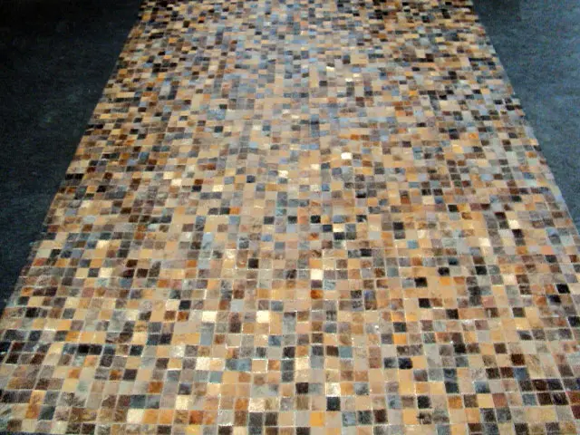 AyubRugs Black Patterned Leather Rug 2