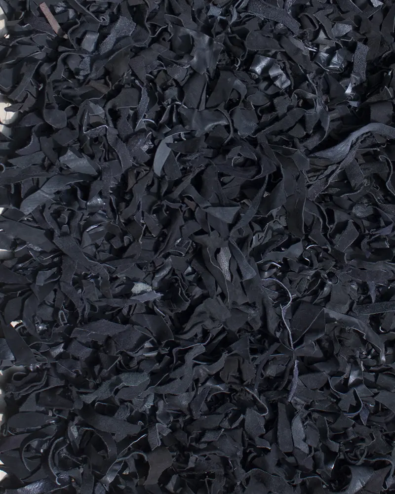 Deluxe Leather Black 5' x 8' Shag Rug