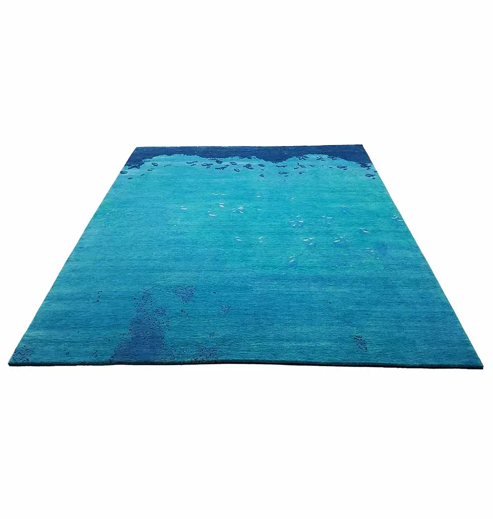 Port Kenny Custom Tibetan Hand Knotted Blue 10' Square Rug