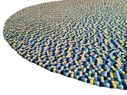 Bubbles Felted Blue and Yellow Modern Rug 10' Round Product Image