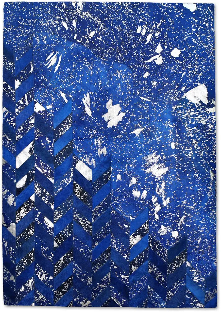Christopher Fareed Blue Leather Patterned Rug