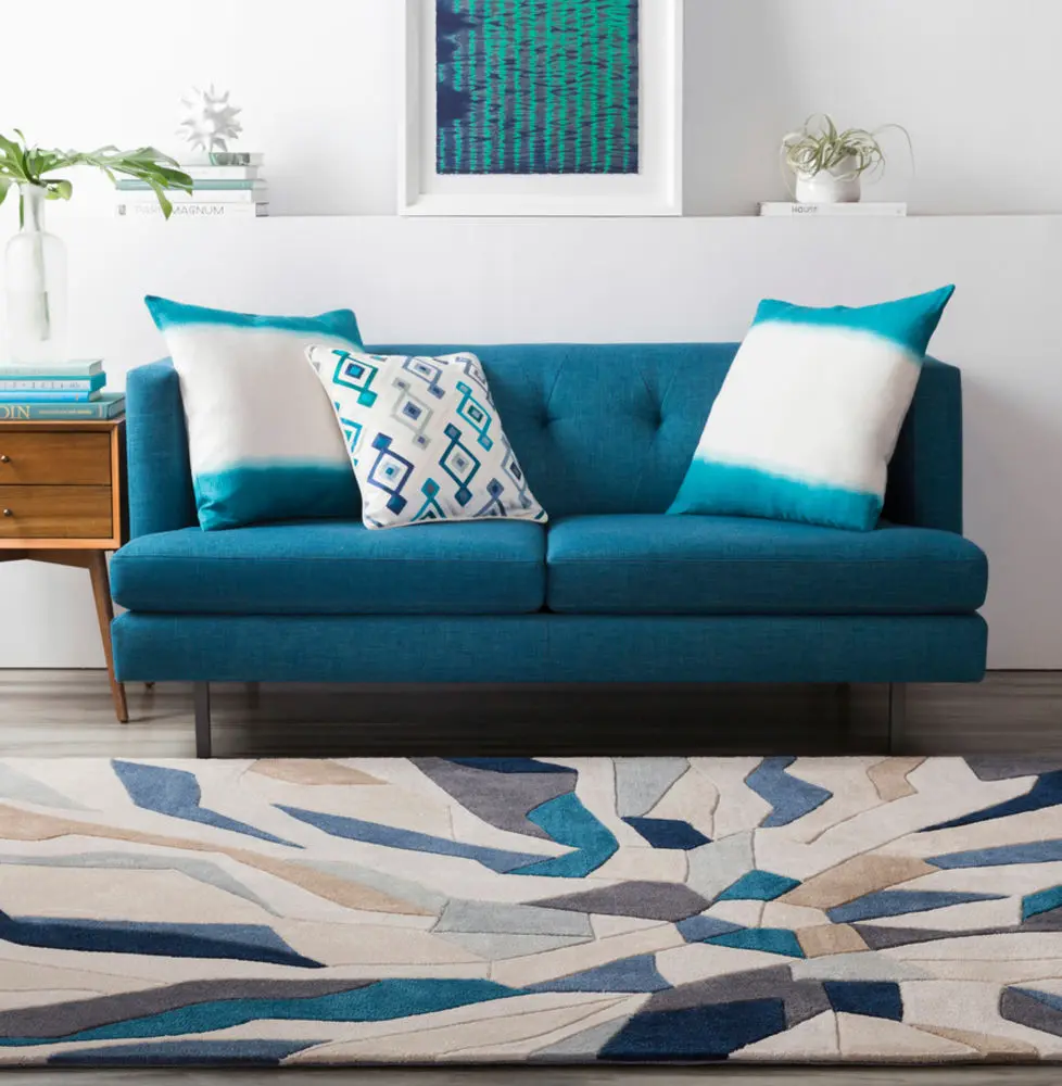 Cosmopolitan COS-9278 Bright Blue Synthetic Abstract Rug
