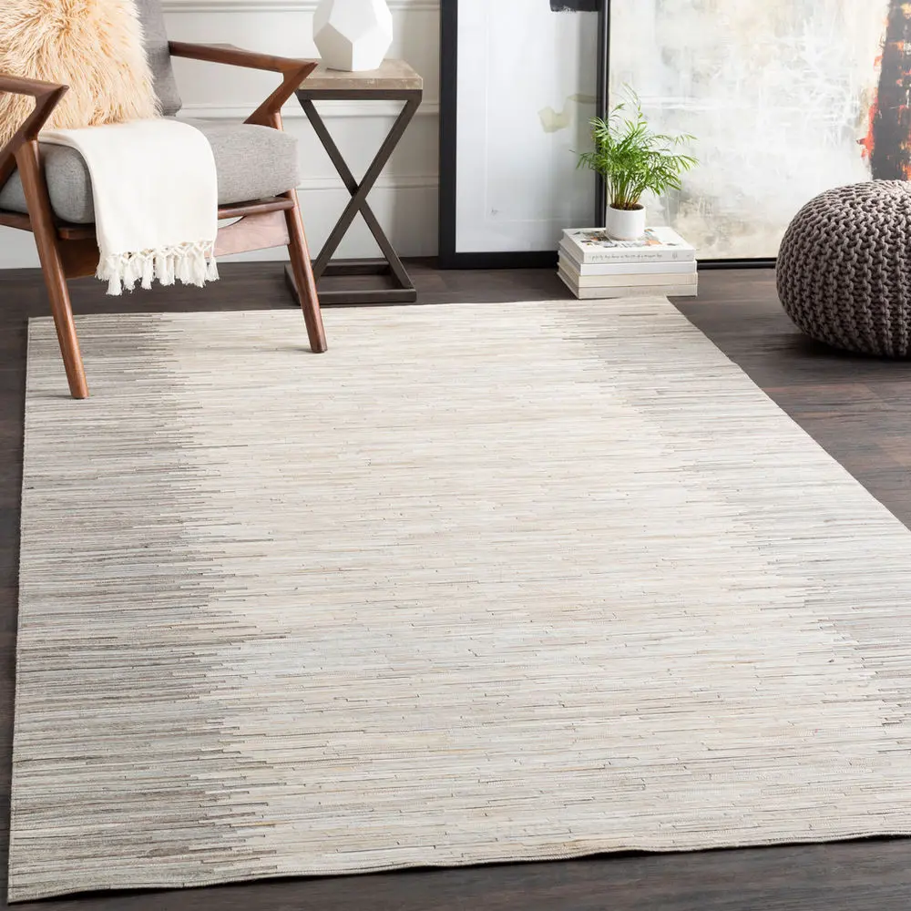 Zander ZND-1004 Ivory Cow Hide Abstract Rug