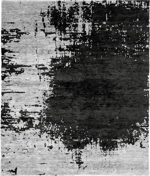 Charred A Wool Hand Knotted Tibetan Rug
