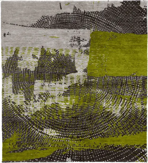 Fragmented L Mohair Hand Knotted Tibetan Rug