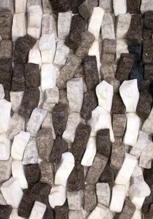 Cobblestone Silver / Chocolate / White / Gray-Brown Felt Shag Rug