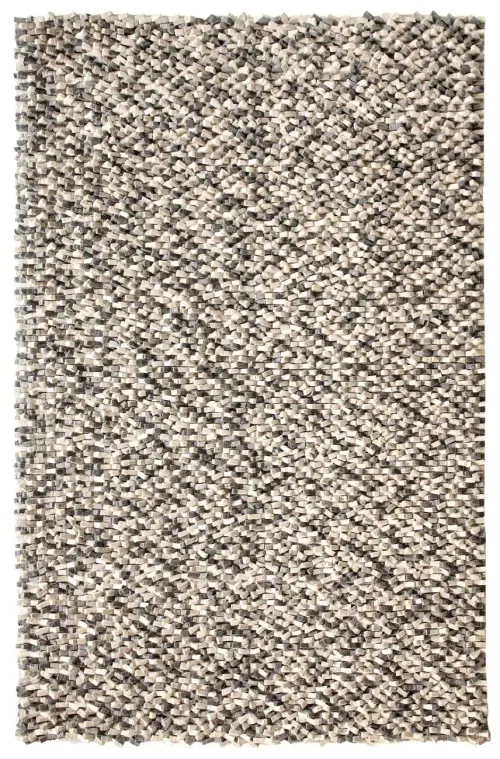 Cobblestone Silver / Beige / White Felt Shag Rug
