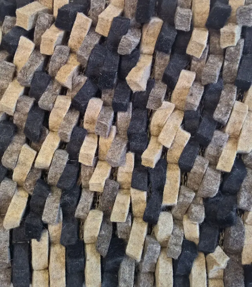 Cobblestone Beige / Gray-Brown / Charcoal Felt Shag Rug
