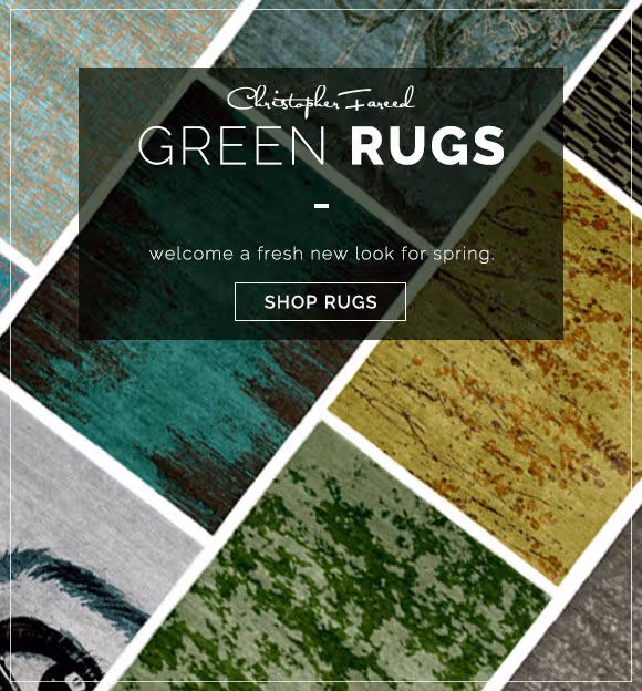 Welcome a fresh new look for spring with Christopher Fareed's collection of luxuriously handmade green rugs.