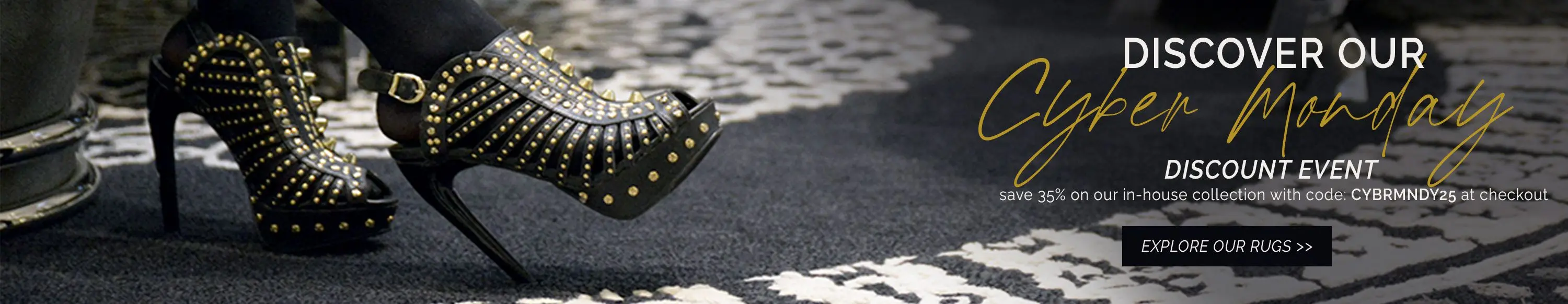 Discover our Cyber Monday discount event. Save 35% on our in-house collection of customizable handmade area rugs with code: CYBRMNDY25 at checkout. Explore our rugs and find the one that speaks to you!