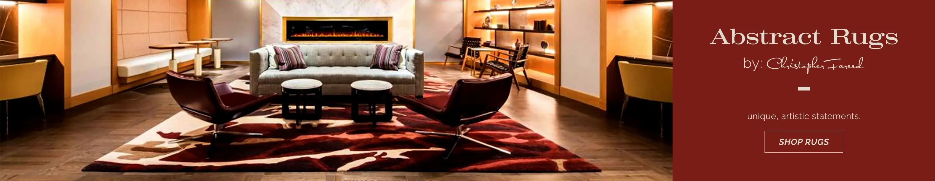 Abstract rugs by Christopher Fareed. Unique artistic statements. Shop rugs.