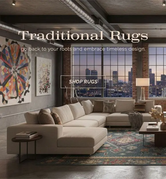 Traditional rugs. Go back to your roots and embrace timeless design. Shop rugs.