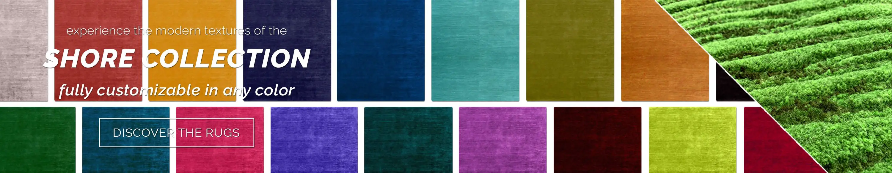 Experience the modern textures of the Shore Collection, fully customizable in any color. Discover the rugs.