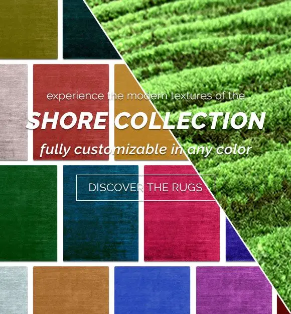 Experience the modern textures of the Shore Collection, fully customizable in any color. Discover the rugs.
