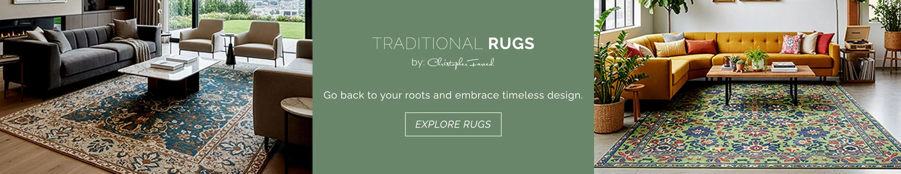 Traditional rugs. Go back to your roots and embrace timeless design. Shop rugs.