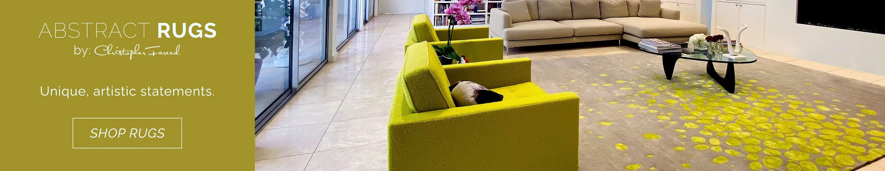 Abstract rugs by Christopher Fareed. Unique artistic statements. Shop rugs.