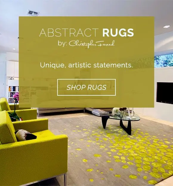 Abstract rugs by Christopher Fareed. Unique artistic statements. Shop rugs.